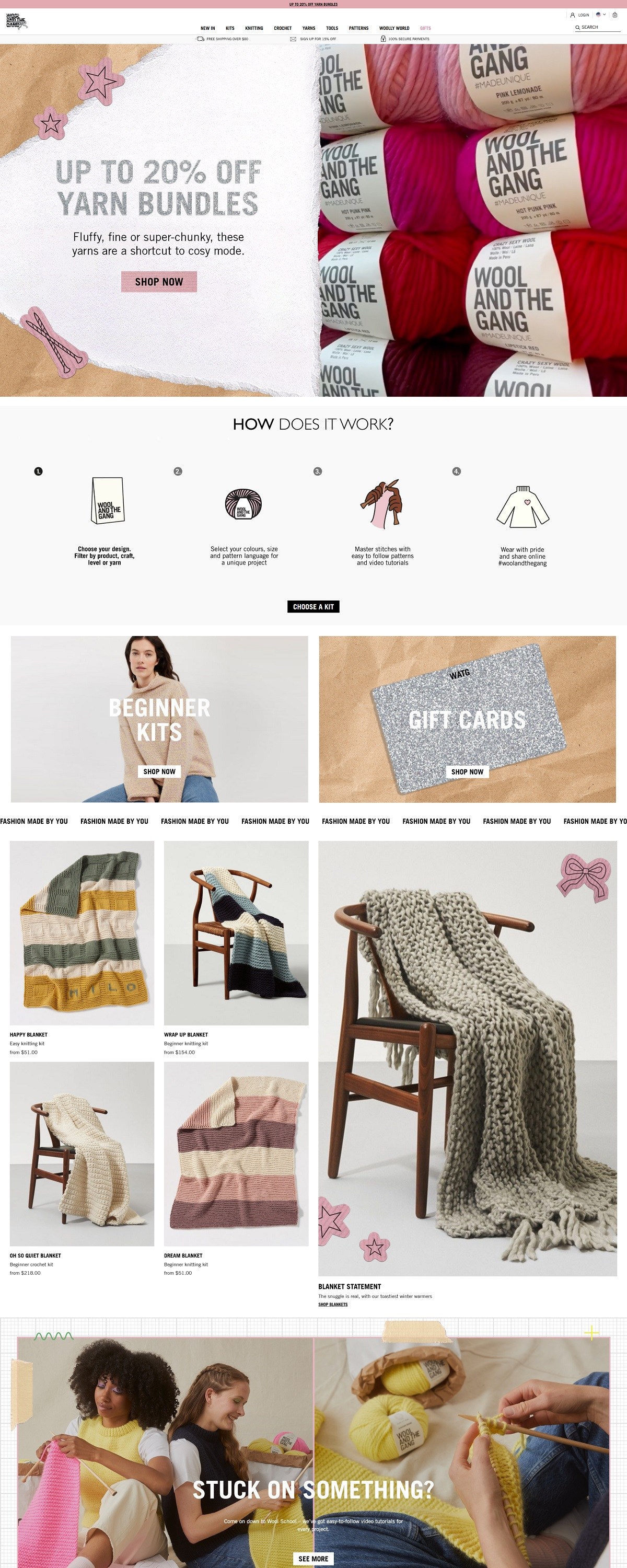 eCommerce website: Wool and The Gang