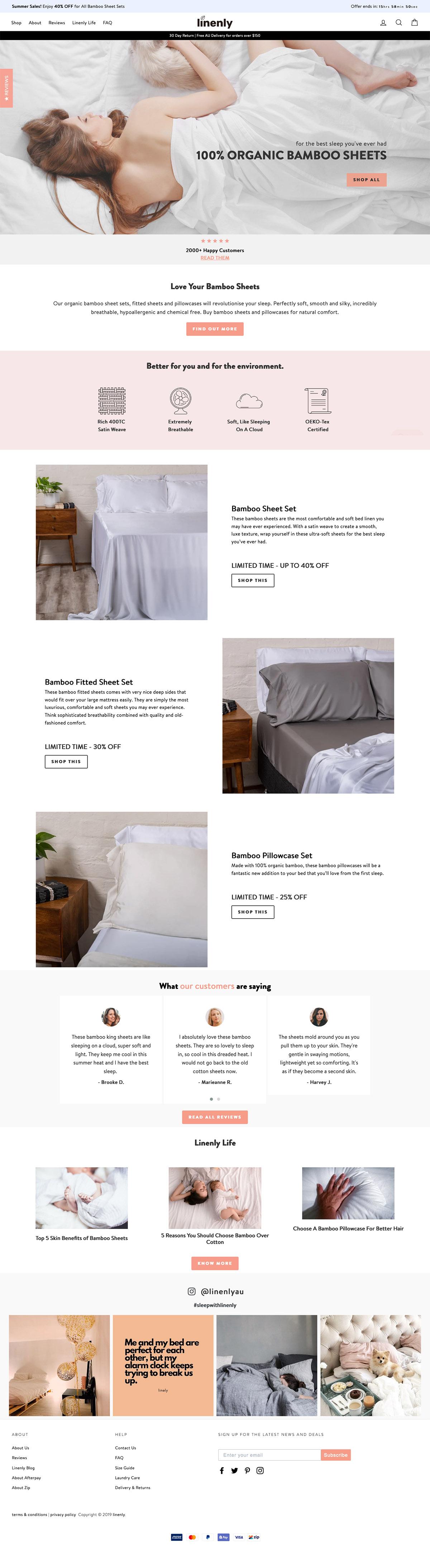 eCommerce website: linenly