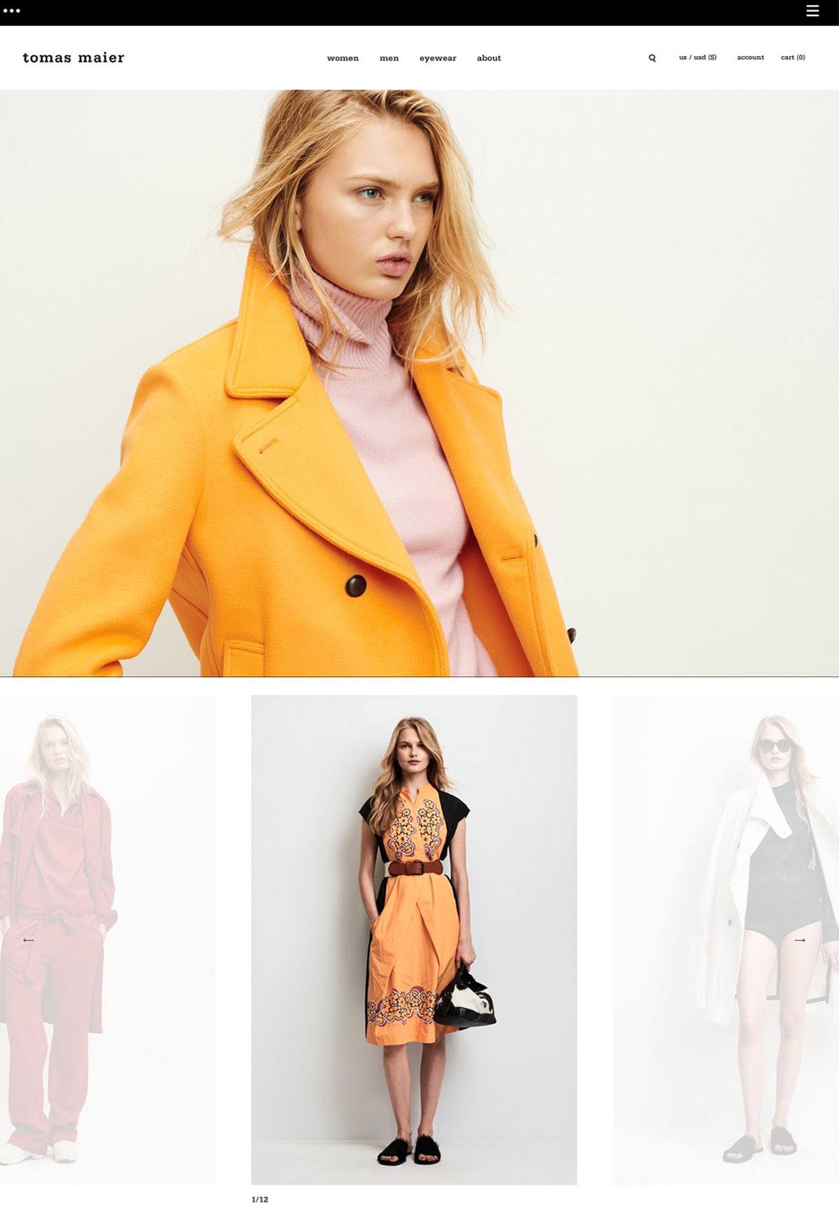 eCommerce website: tomas maier