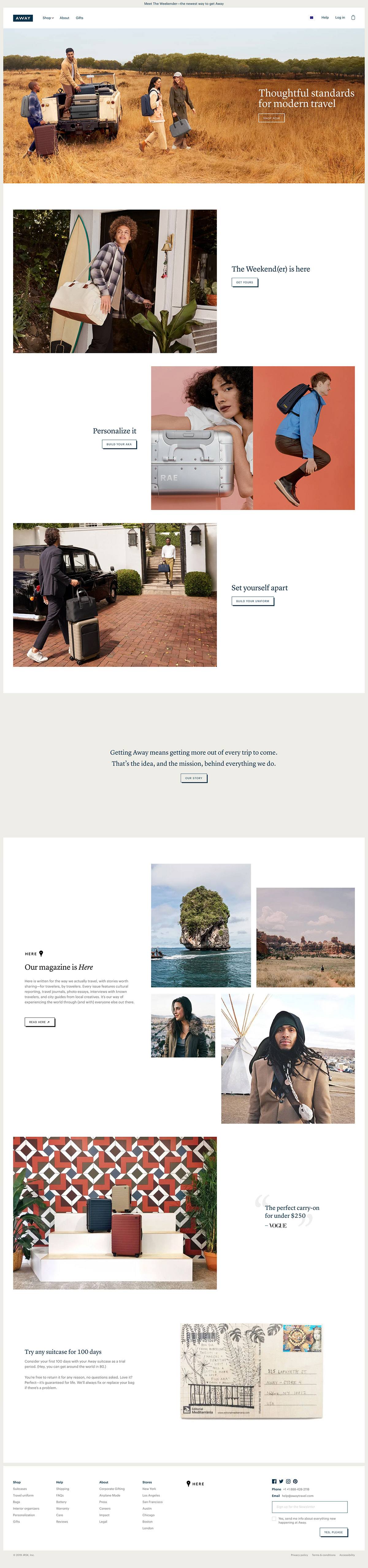 eCommerce website: Away