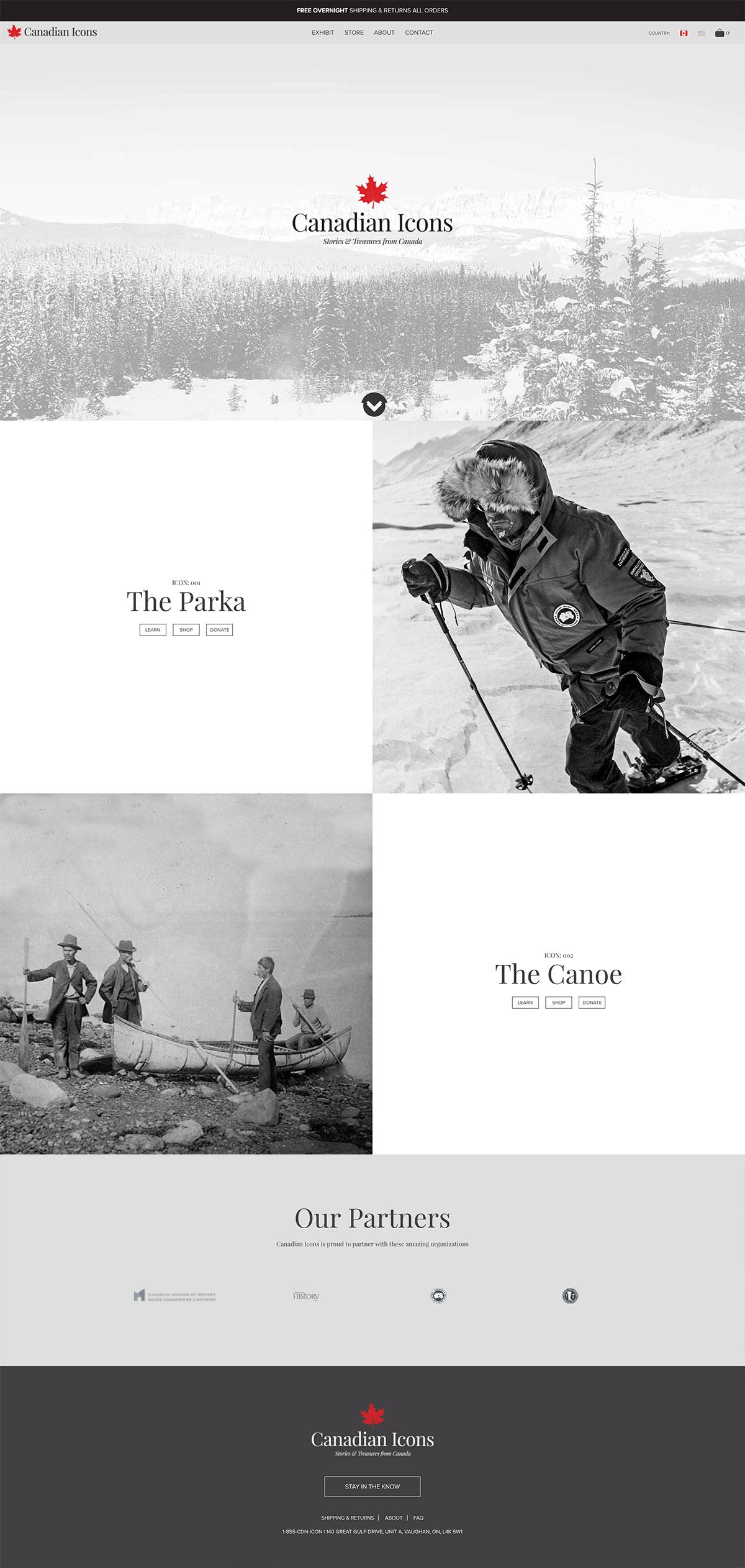 eCommerce website: Canadian Icons