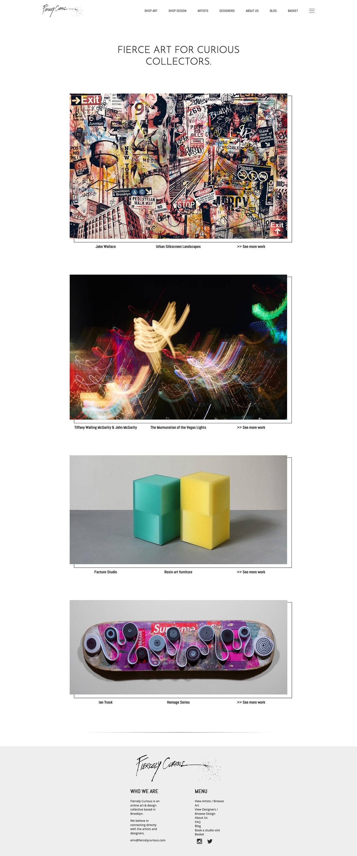 eCommerce website: Fiercely Curious