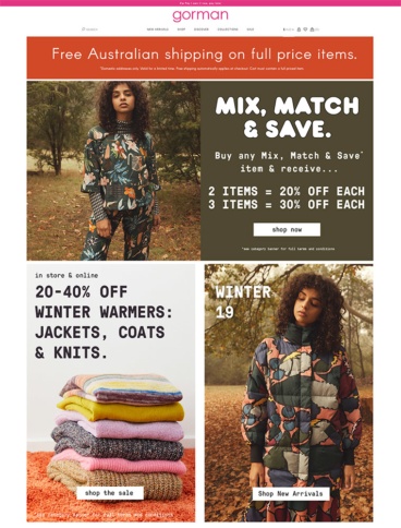 eCommerce website: Gorman