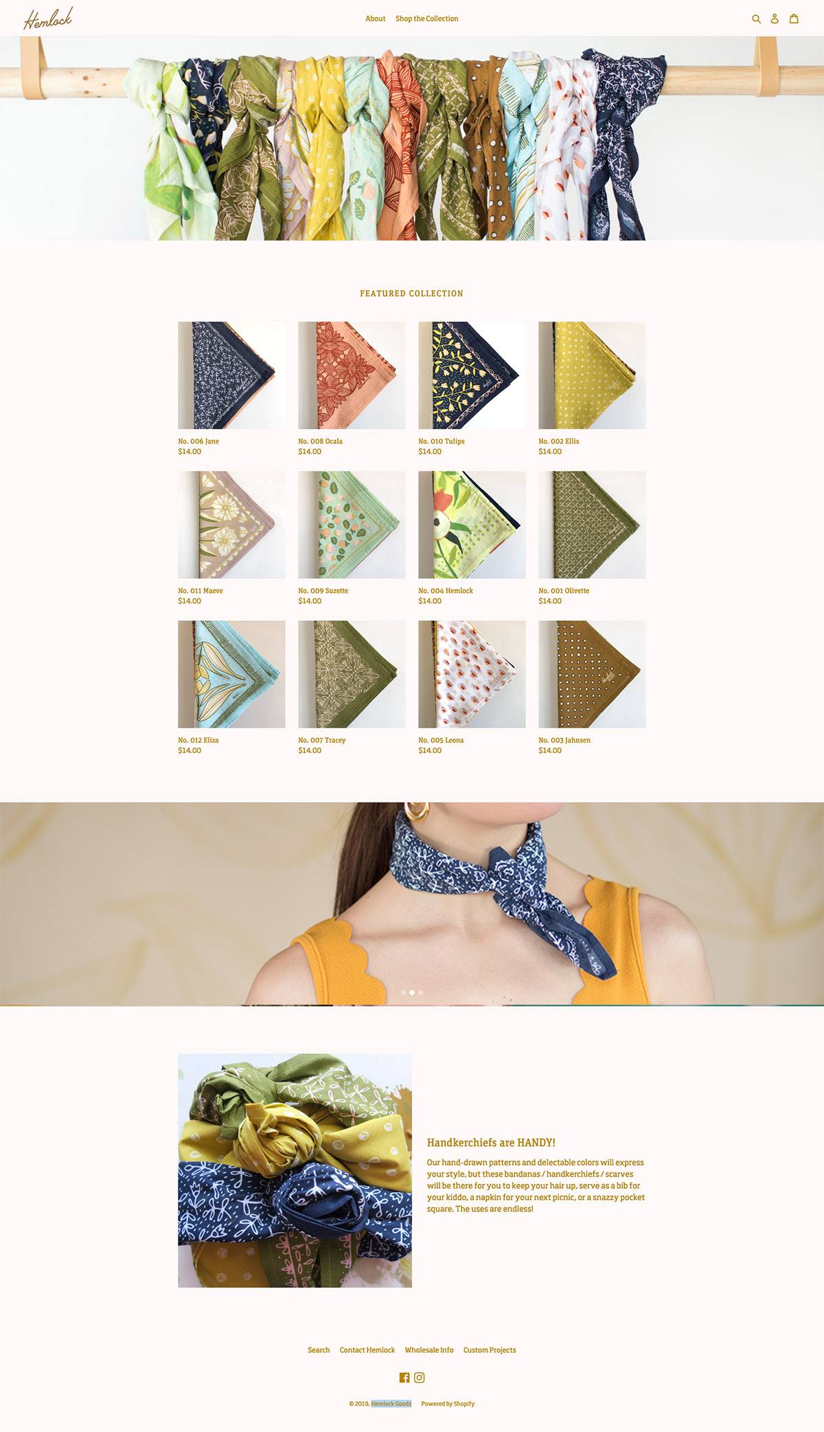 eCommerce website: Hemlock Goods