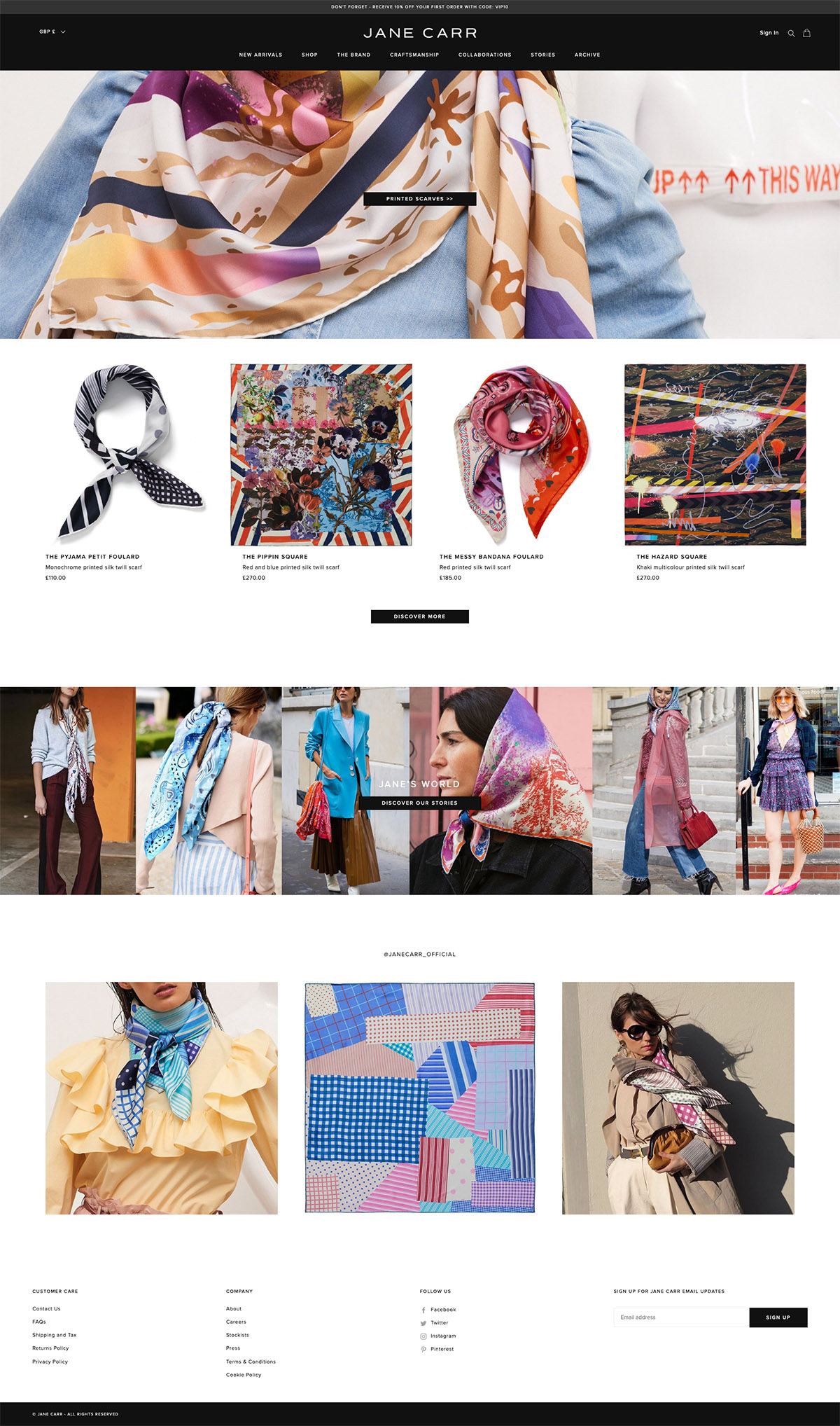 eCommerce website: JANE CARR