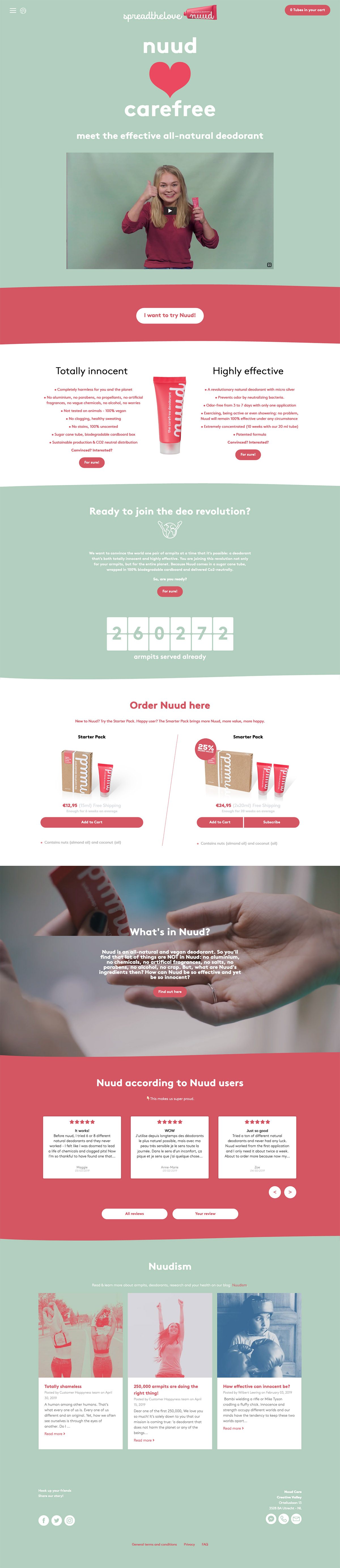 eCommerce website: Nuud Care