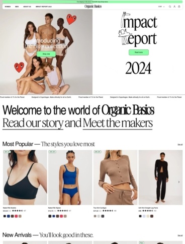 eCommerce website: Organic Basics