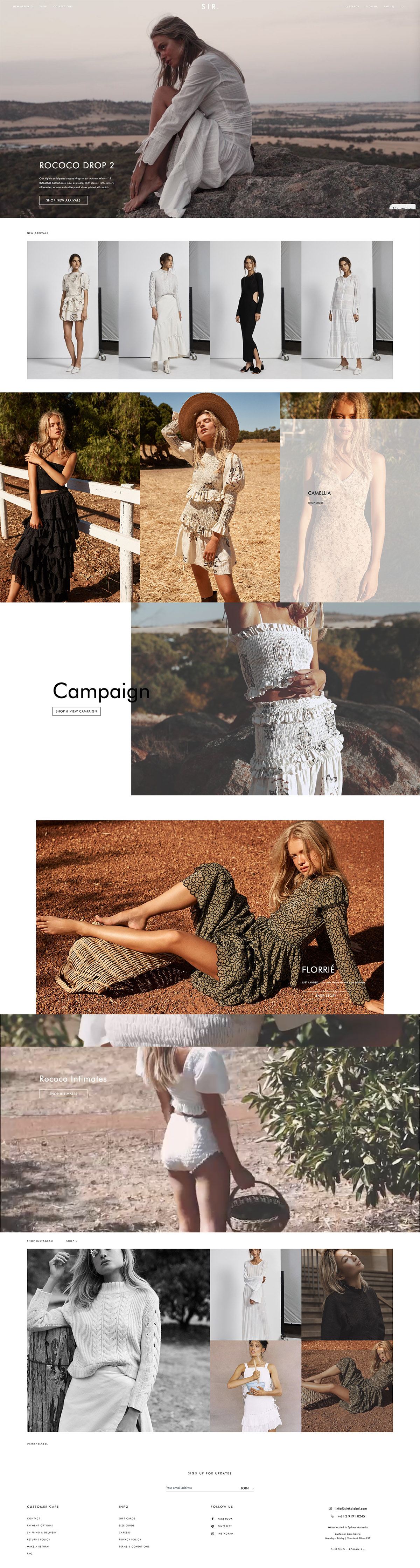 eCommerce website: SIR the label