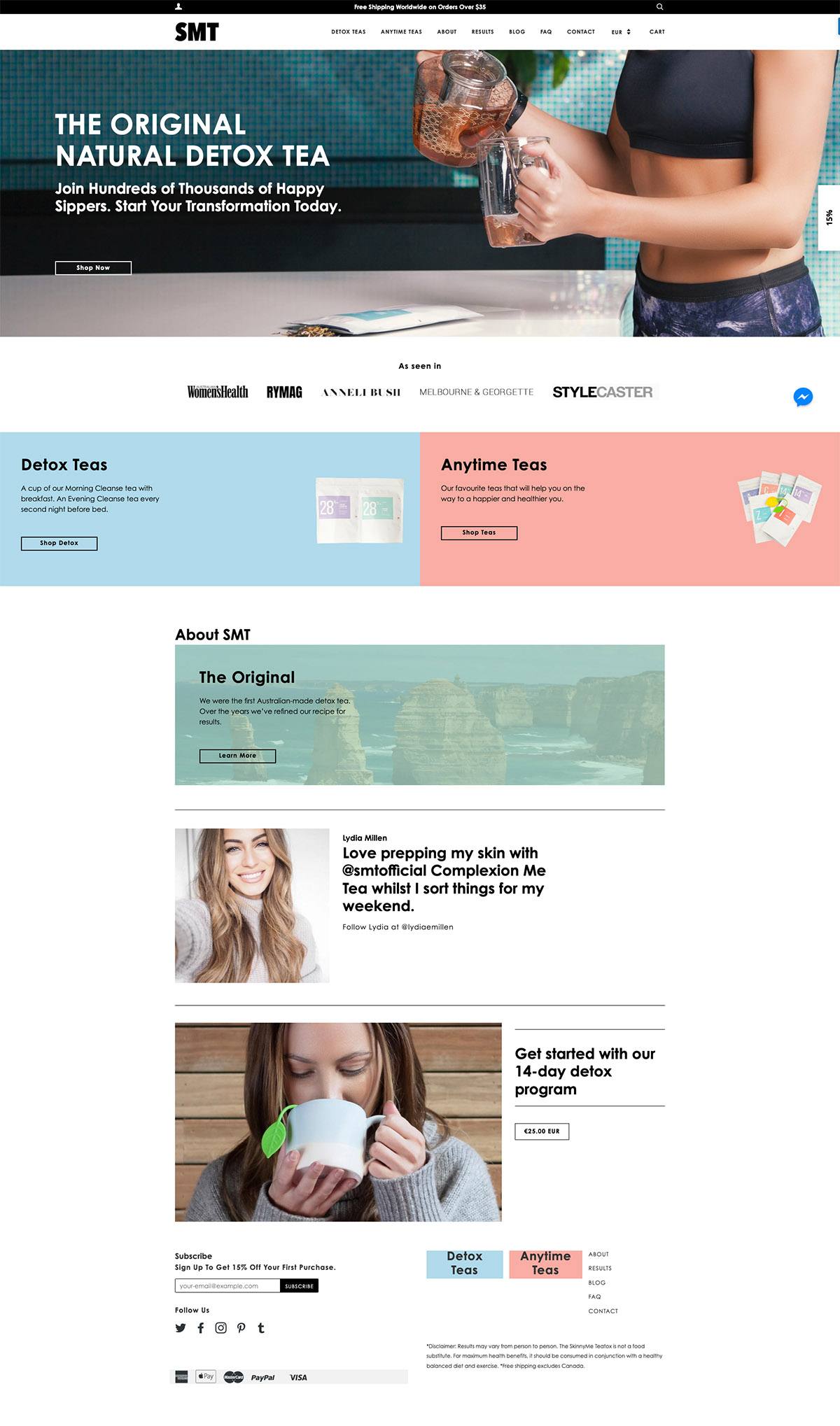 eCommerce website: SkinnyMe tea