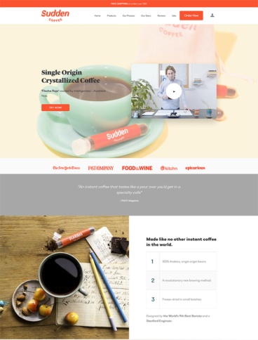 eCommerce website: Sudden Coffee