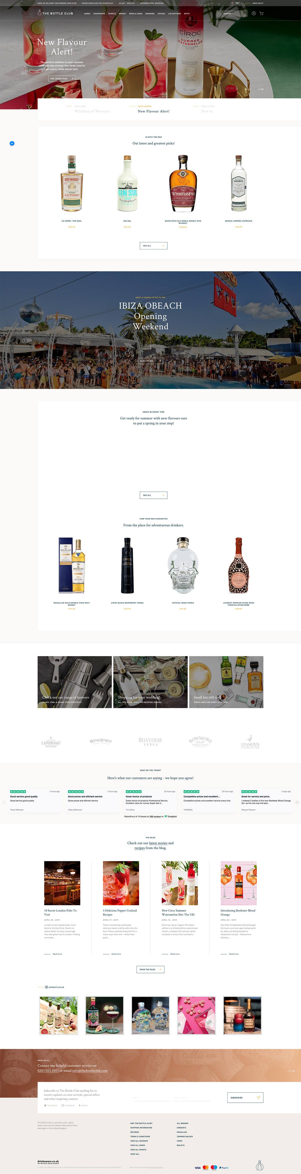 eCommerce website: The Bottle Club