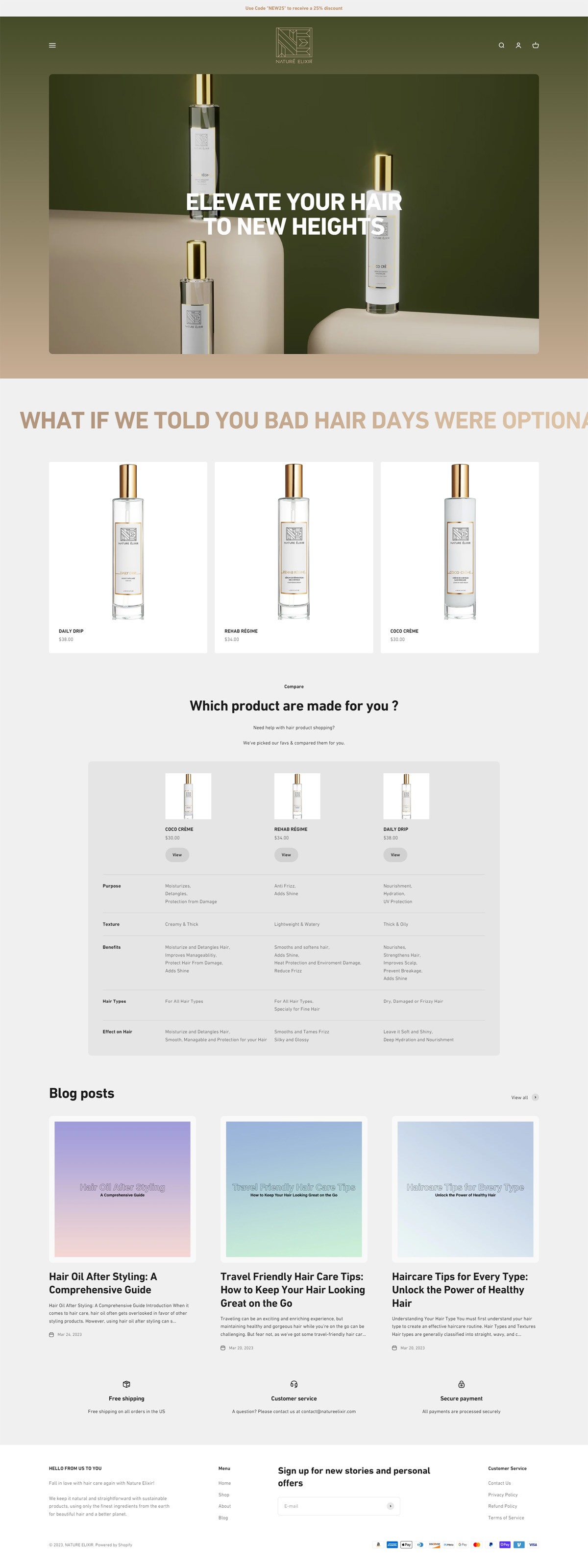 eCommerce website: Nature Elixir