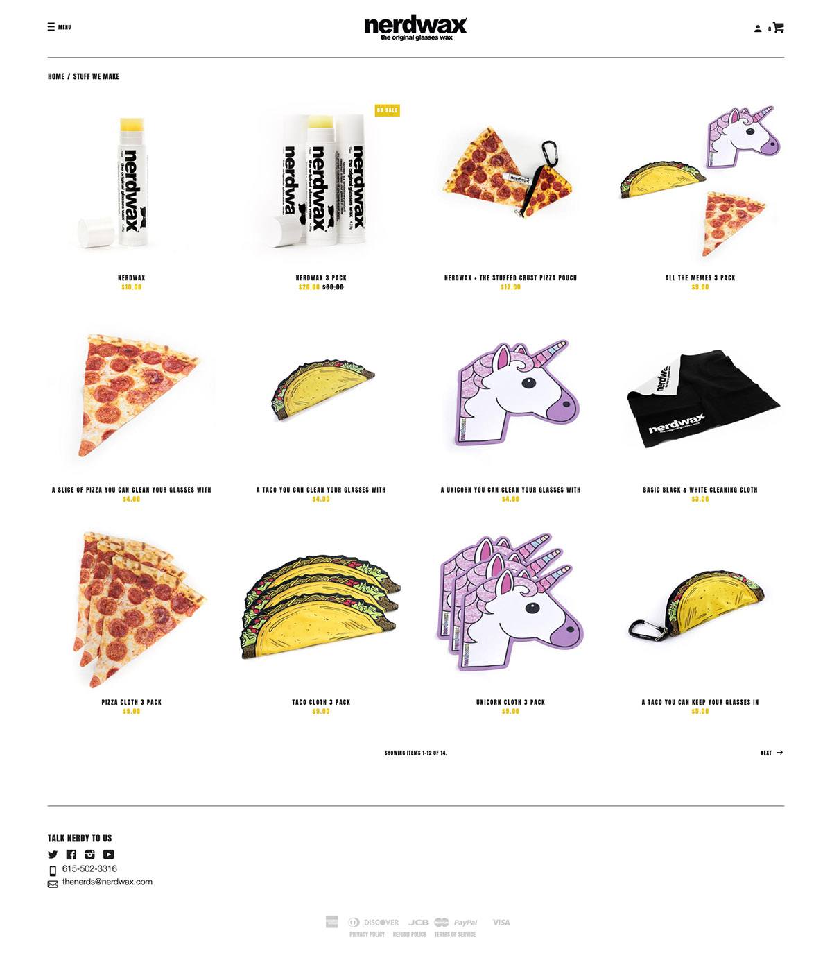 eCommerce website: Nerdwax