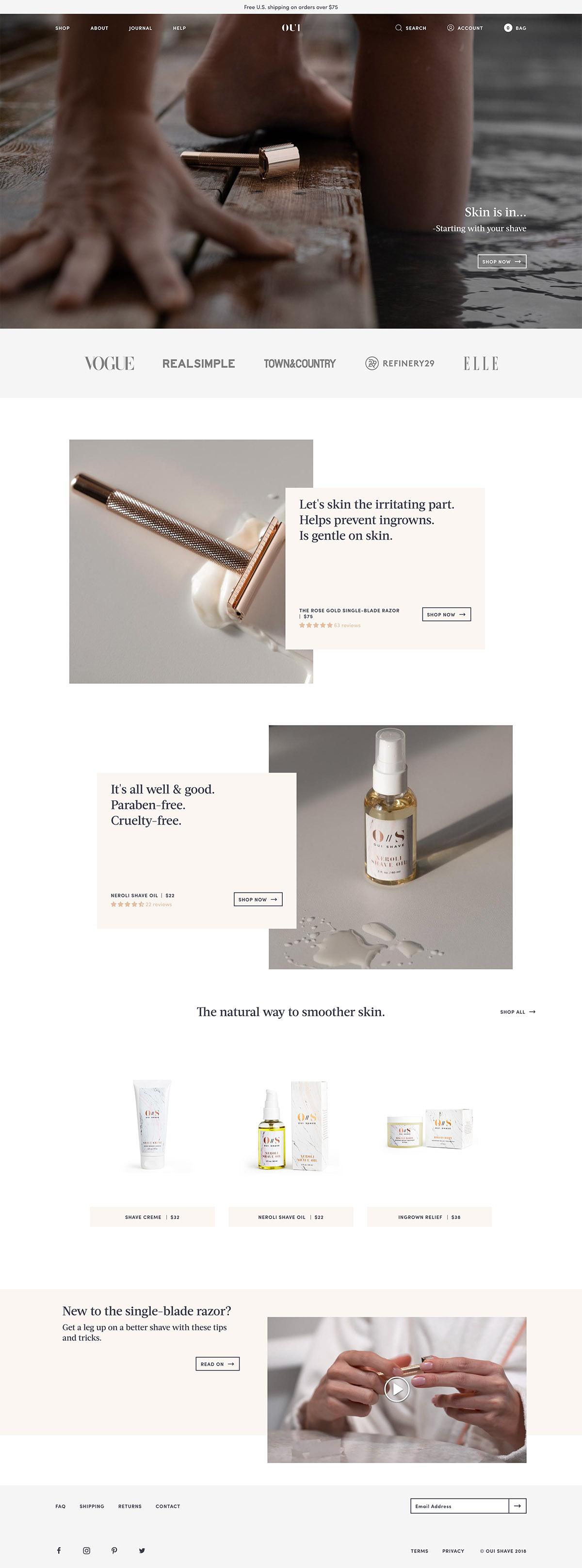 eCommerce website: Oui Shave