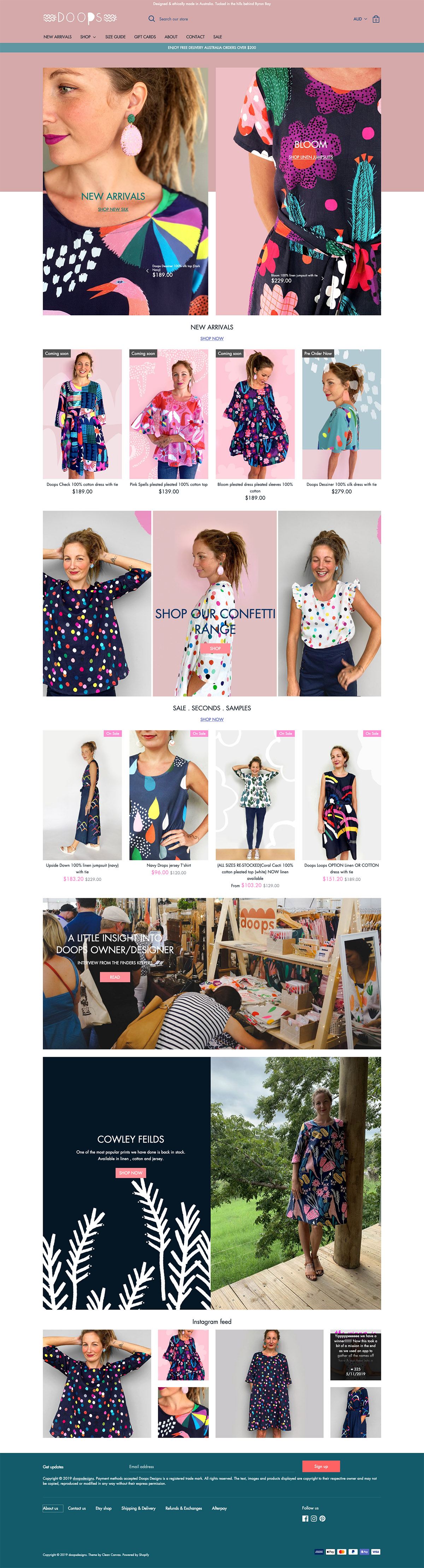 eCommerce website: Doops Design