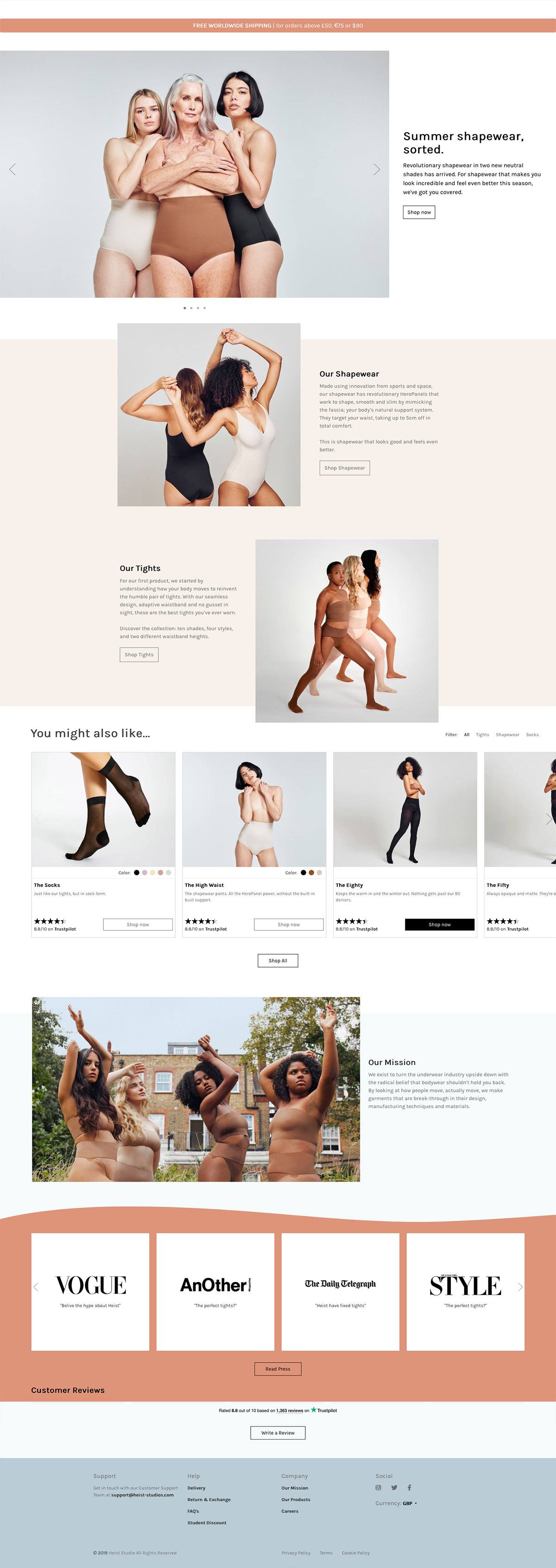 eCommerce website: Heist Studios
