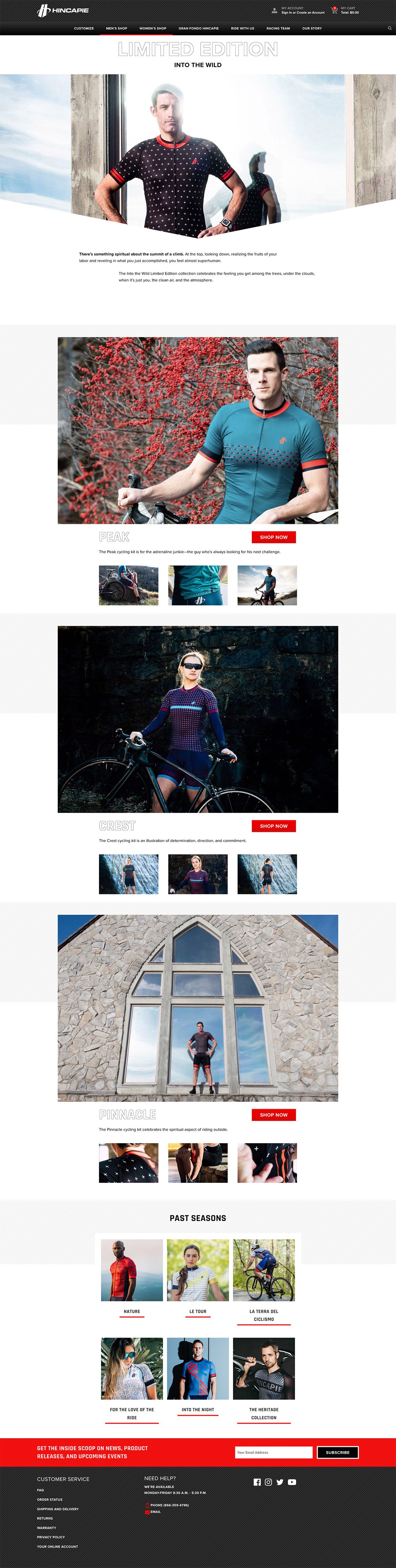 eCommerce website: Hincapie Sportswear