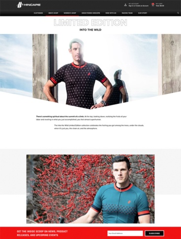 eCommerce website: Hincapie Sportswear