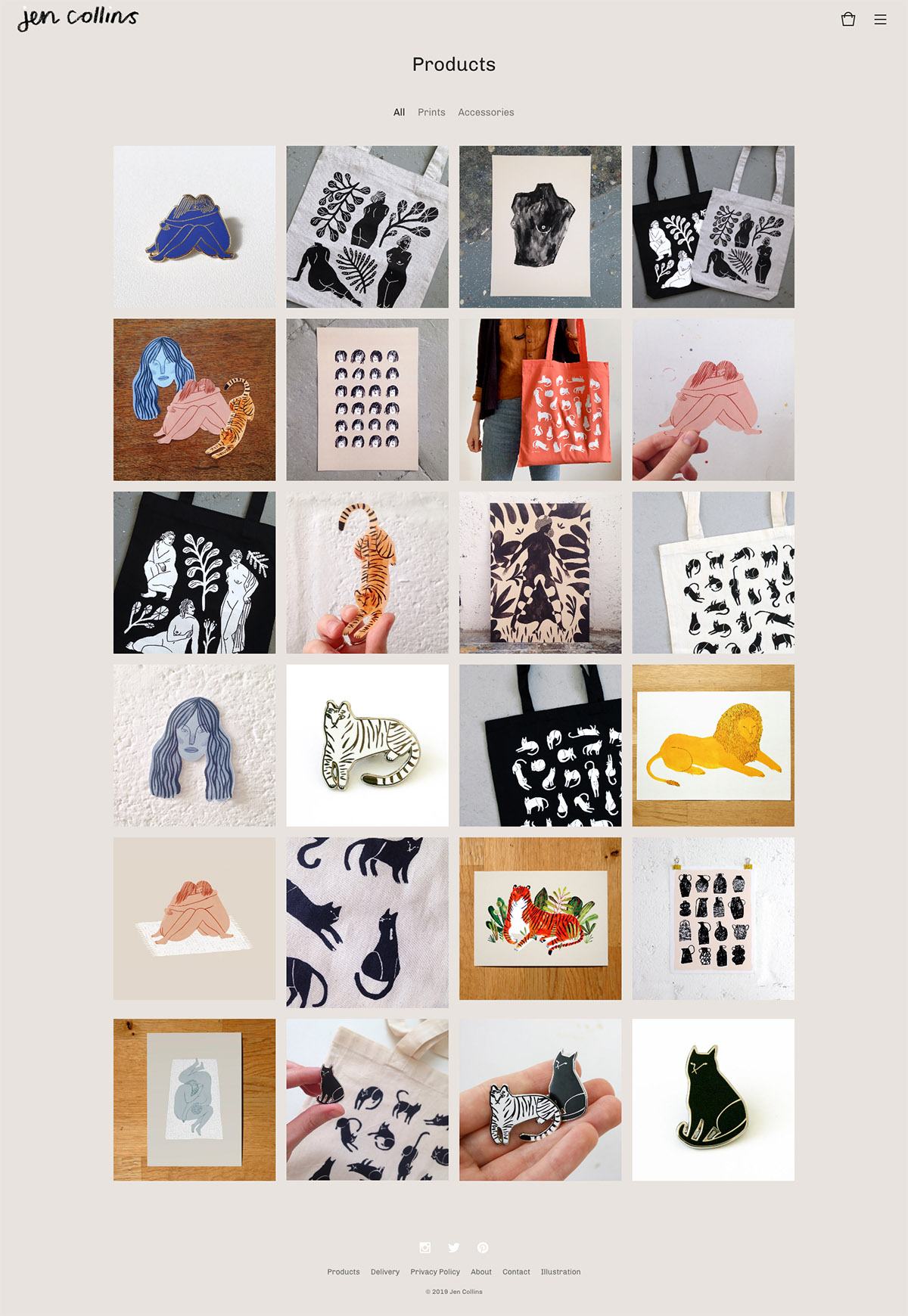 eCommerce website: Jen Collins