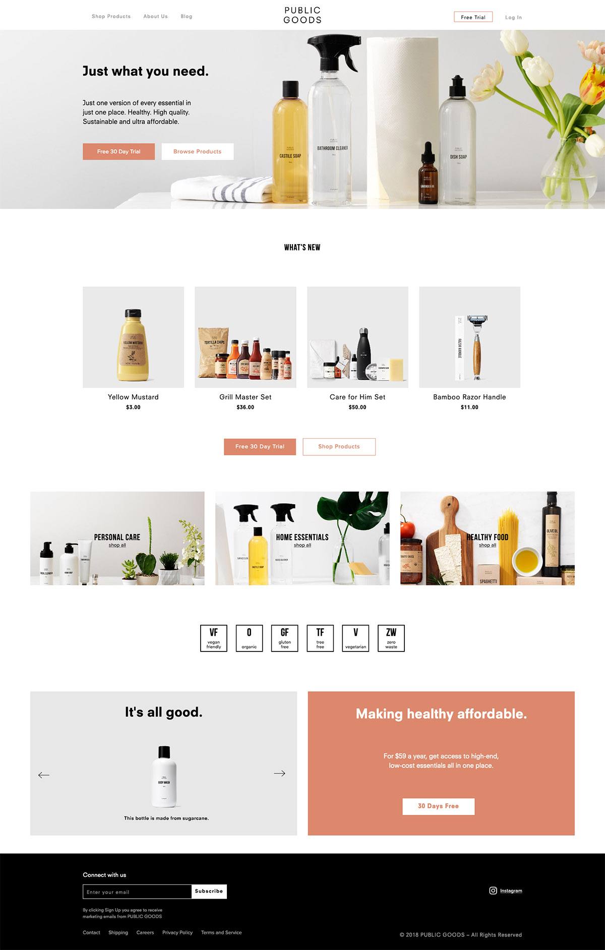 eCommerce website: Public Goods
