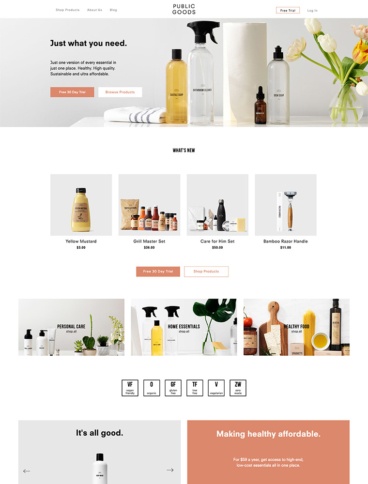 eCommerce website: Public Goods