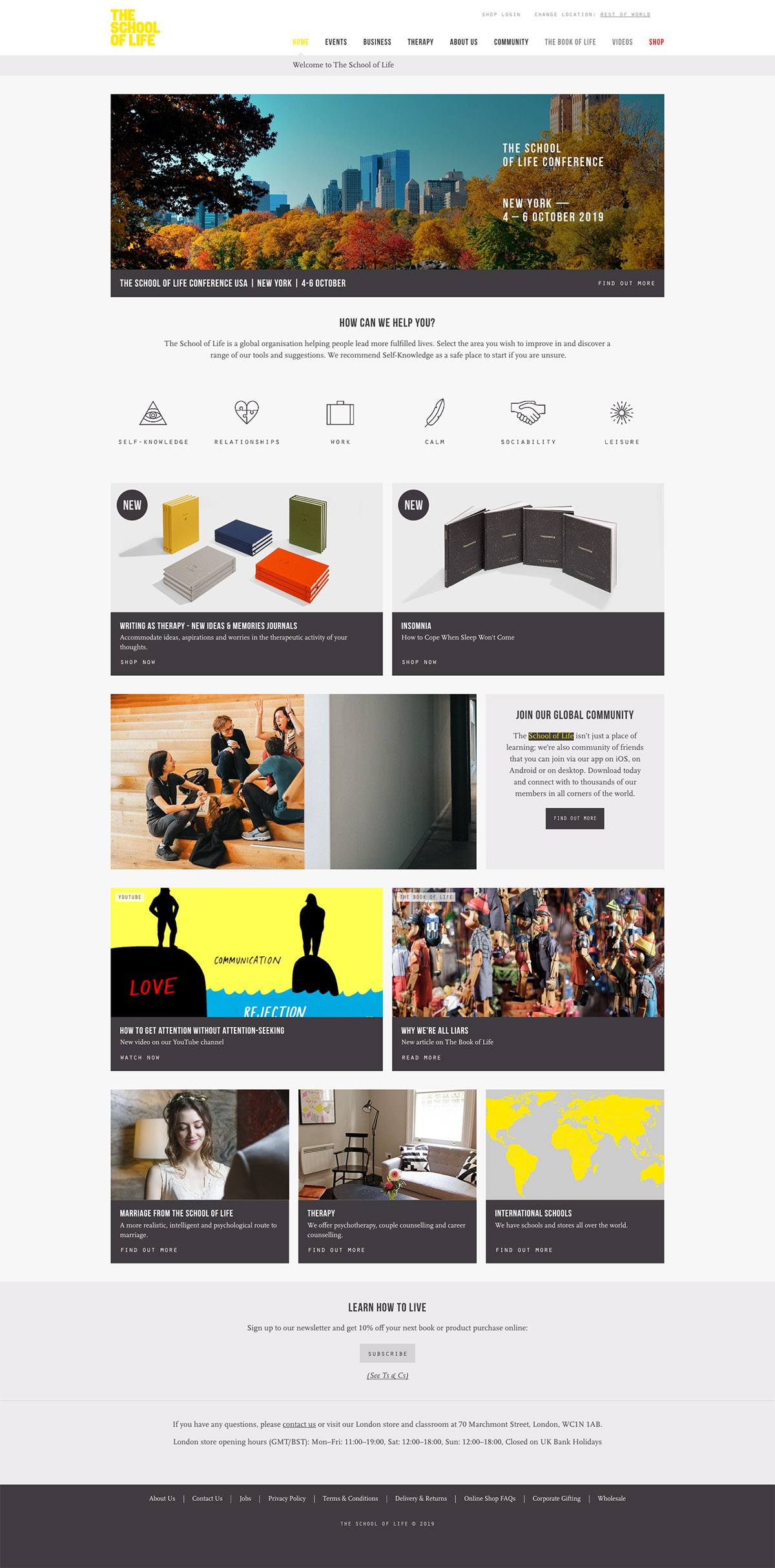 eCommerce website: School of Life