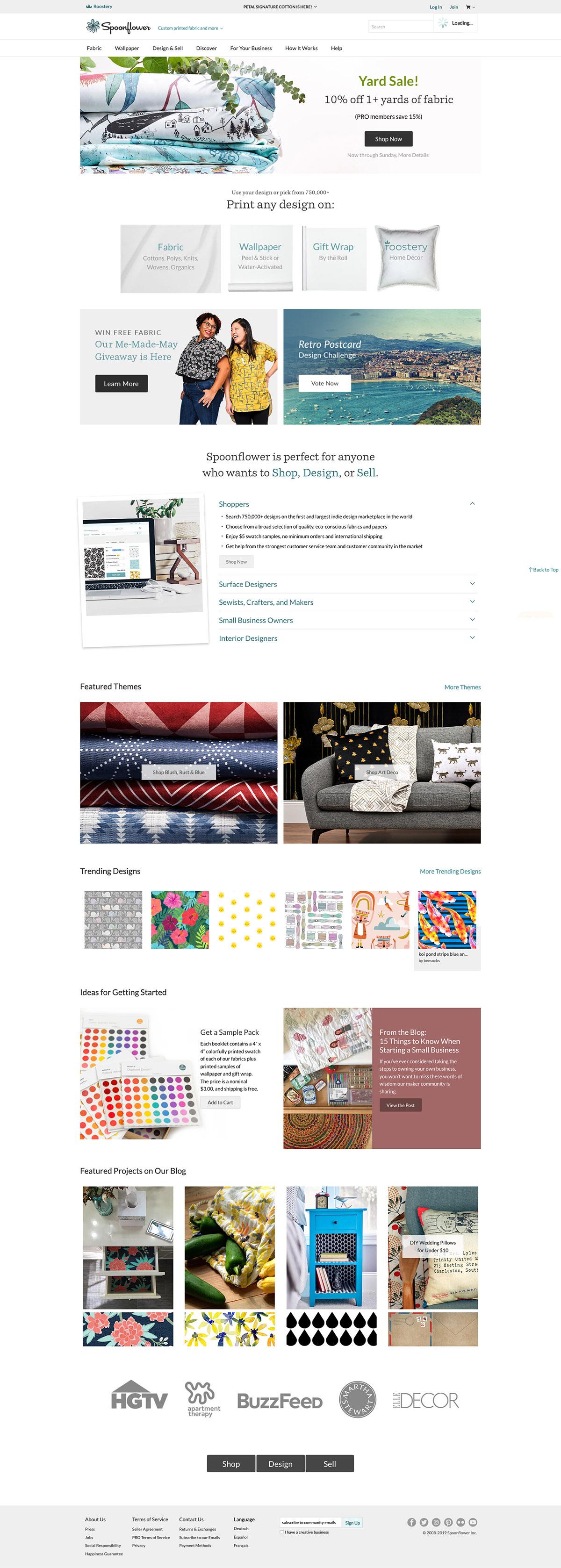 eCommerce website: Spoonflower