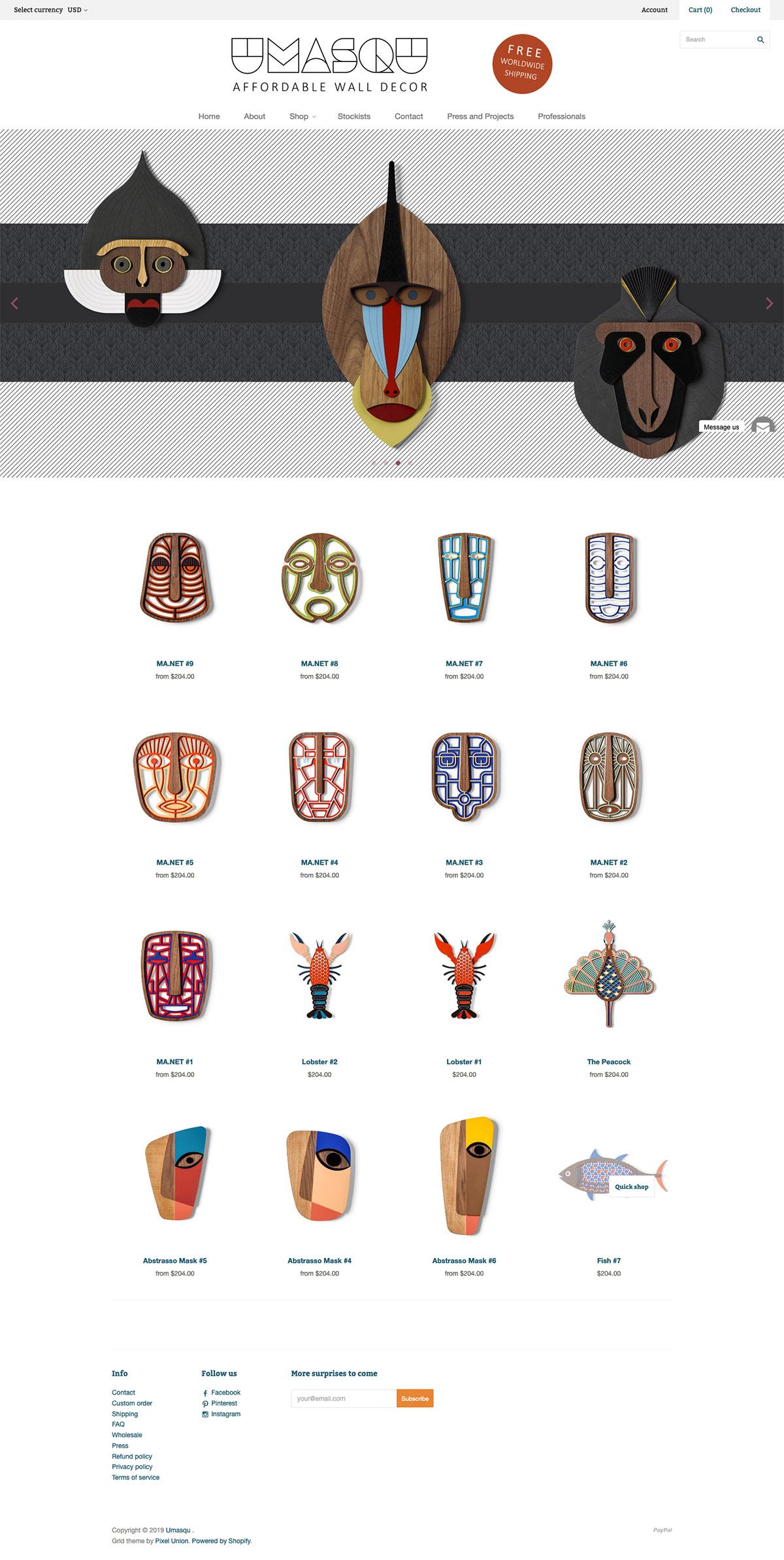 eCommerce website: Umasqu