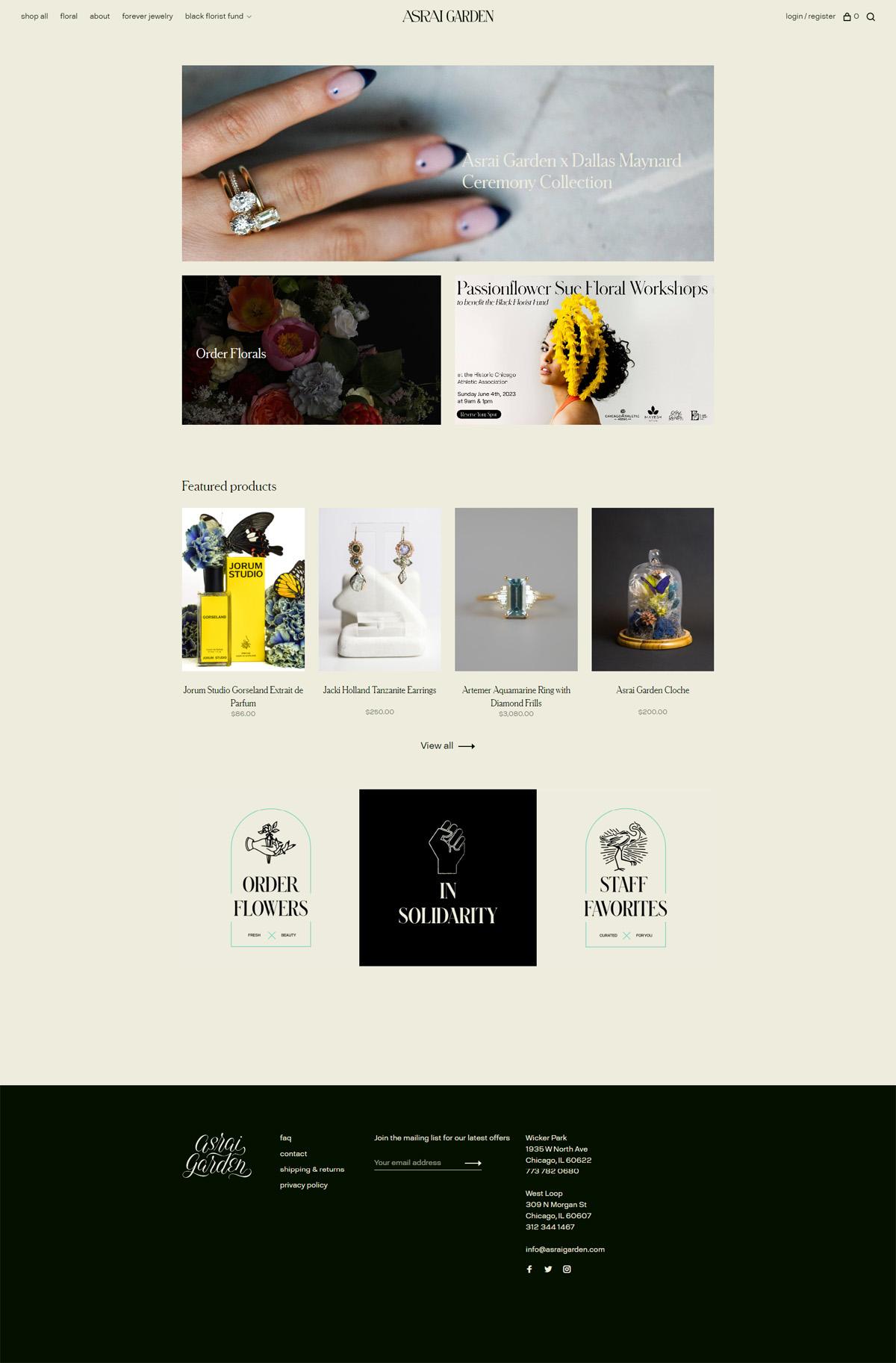 eCommerce website: Asrai Garden