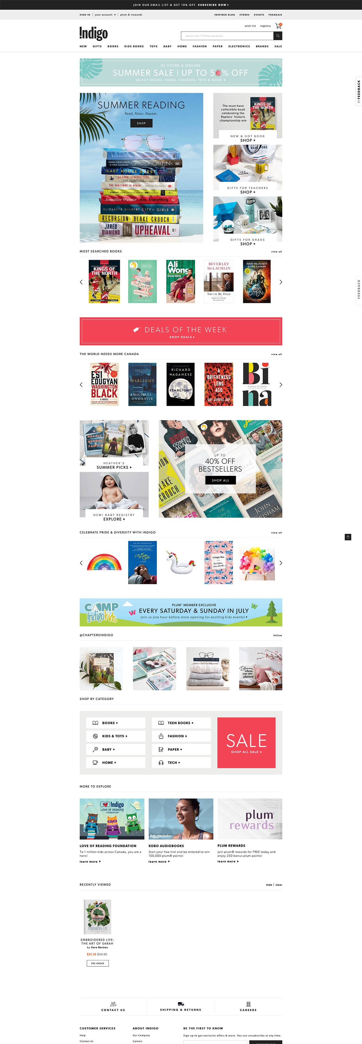 eCommerce website: Indigo