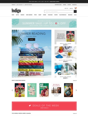 eCommerce website: Indigo