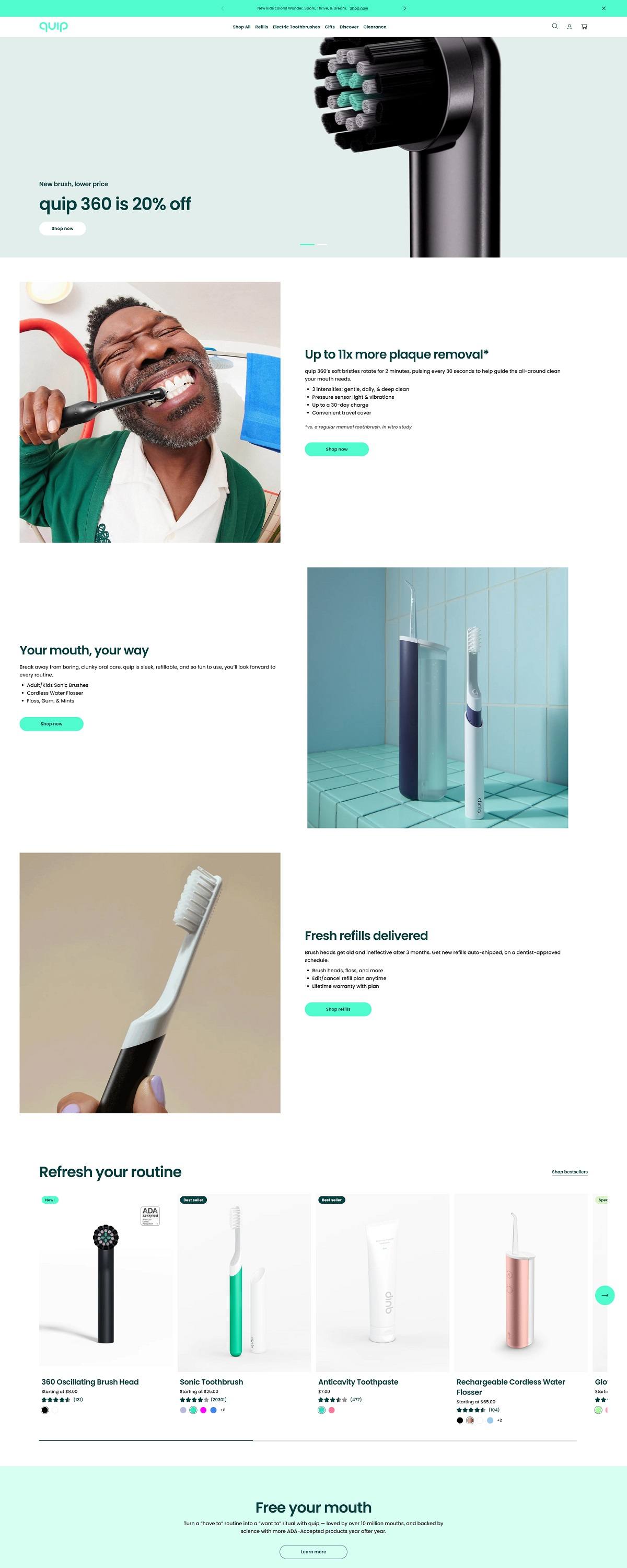 eCommerce website: Quip