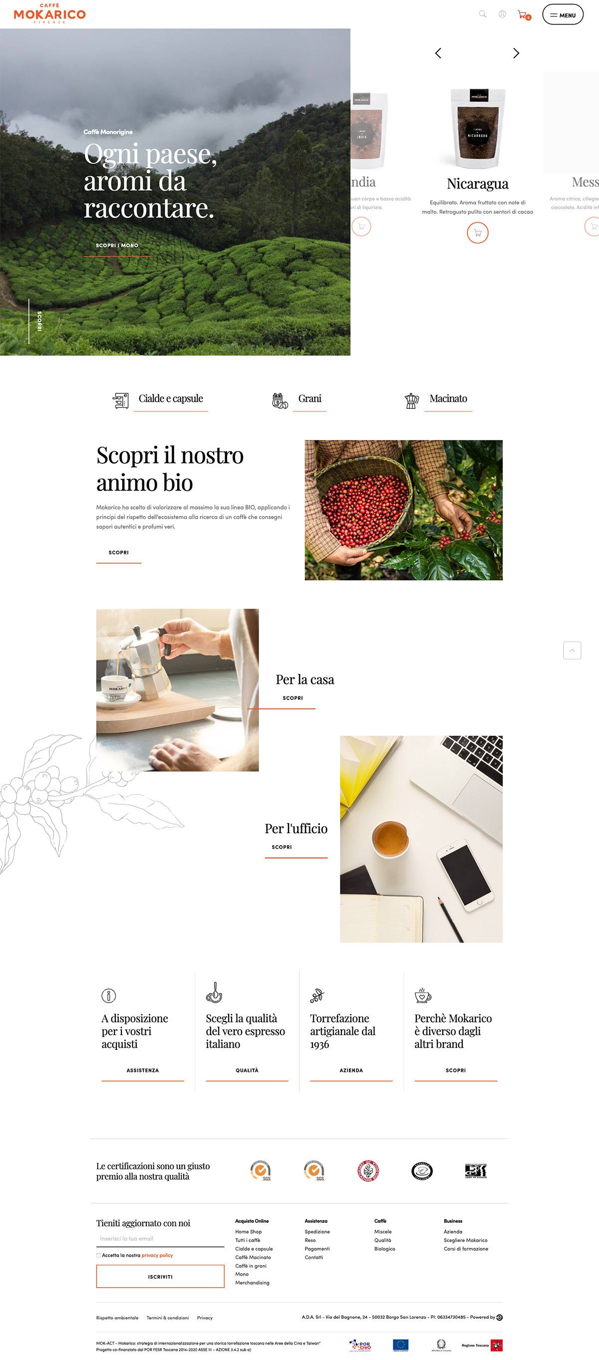 eCommerce website: Mokarico Coffee