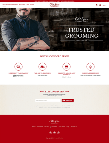 eCommerce website: Old Spice