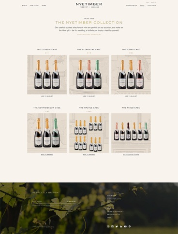 eCommerce website: Nyetimber