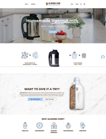 eCommerce website: Almond Cow