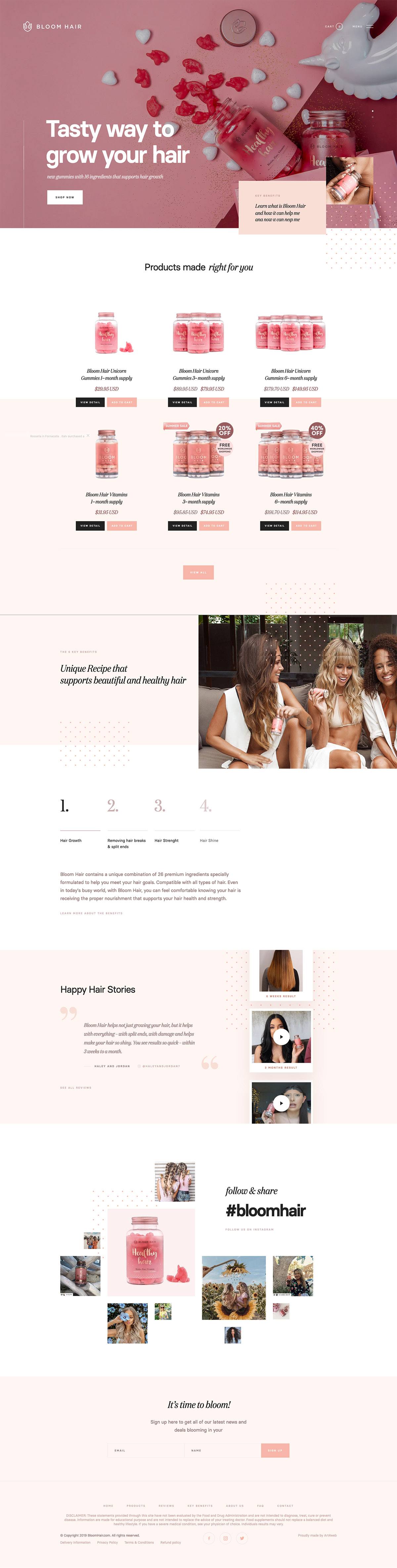 eCommerce website: Bloom Hair