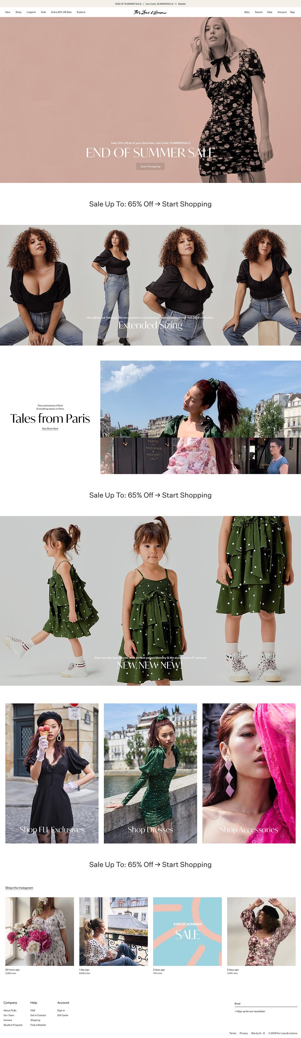 eCommerce website: For Love & Lemons