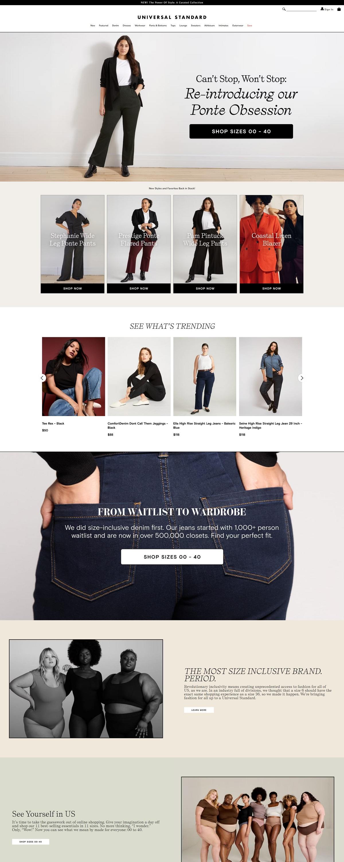 eCommerce website: Universal Standard