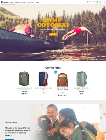 eCommerce website: Cotopaxi