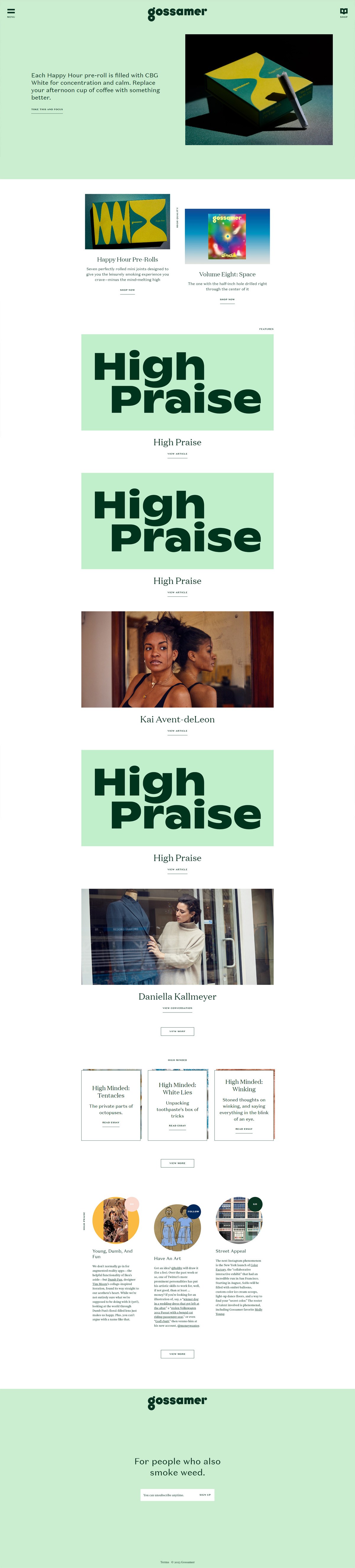 eCommerce website: Gossamer