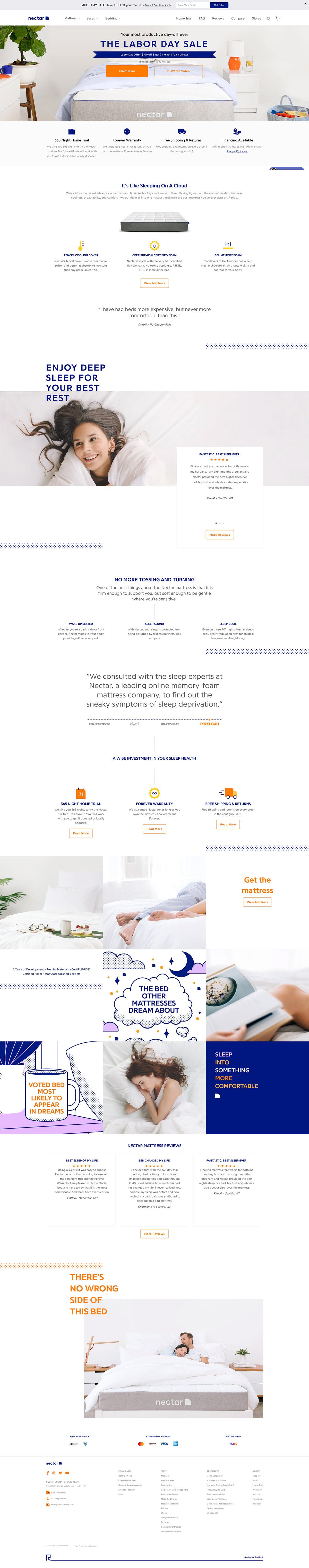 eCommerce website: Nectar Sleep