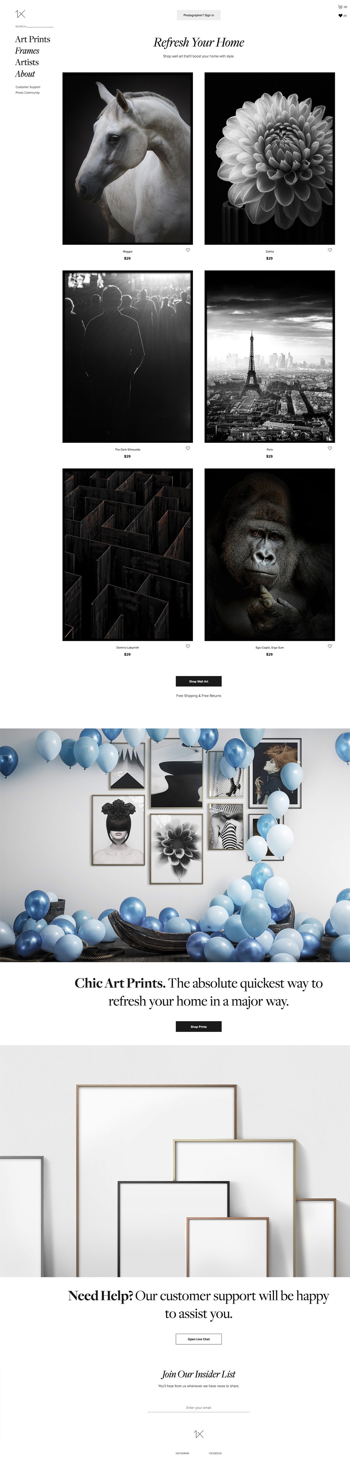 eCommerce website: 1x