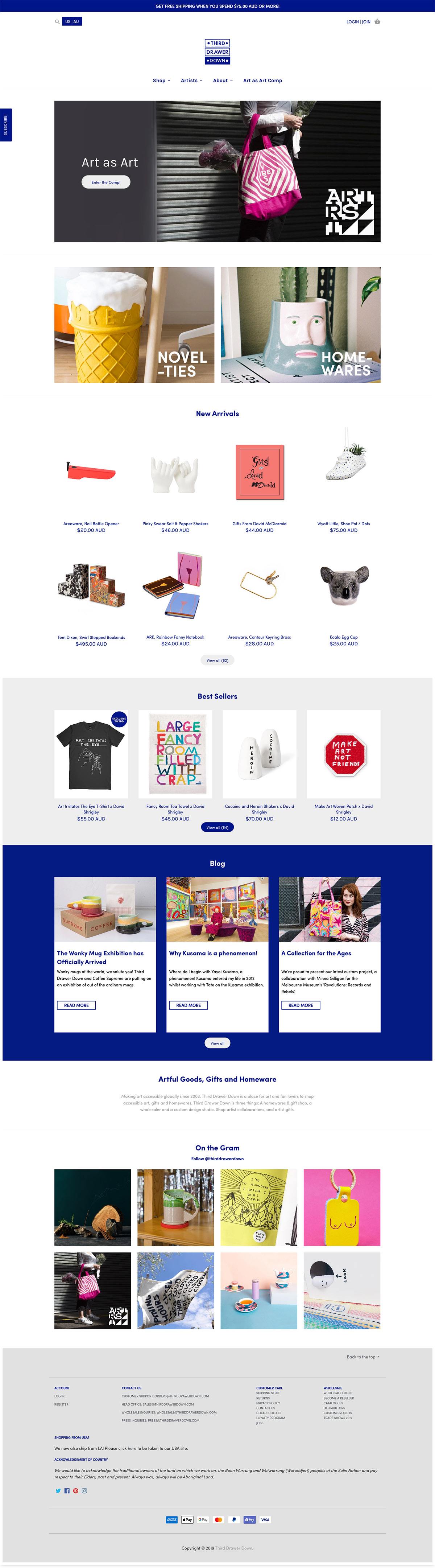 eCommerce website: Third Drawer Down