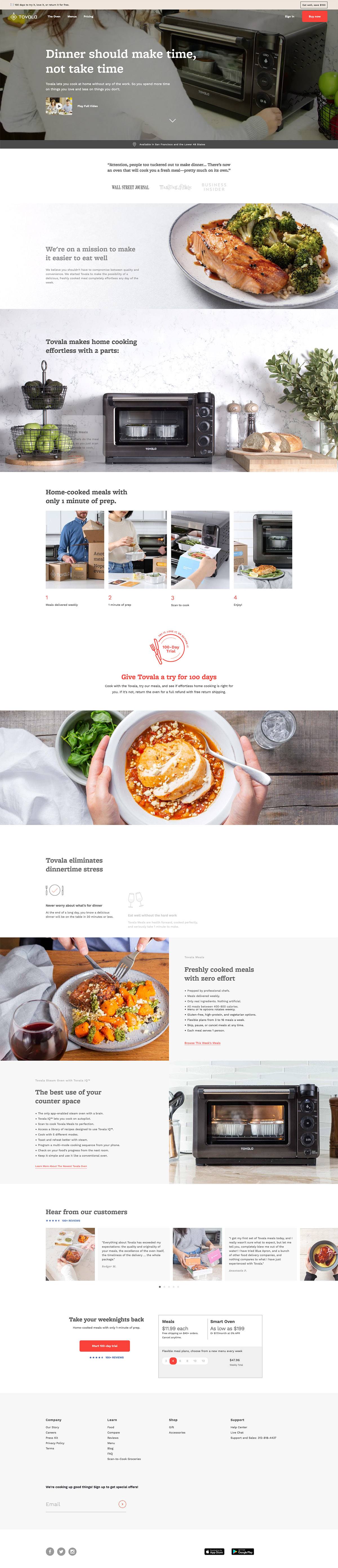 eCommerce website: Tovala