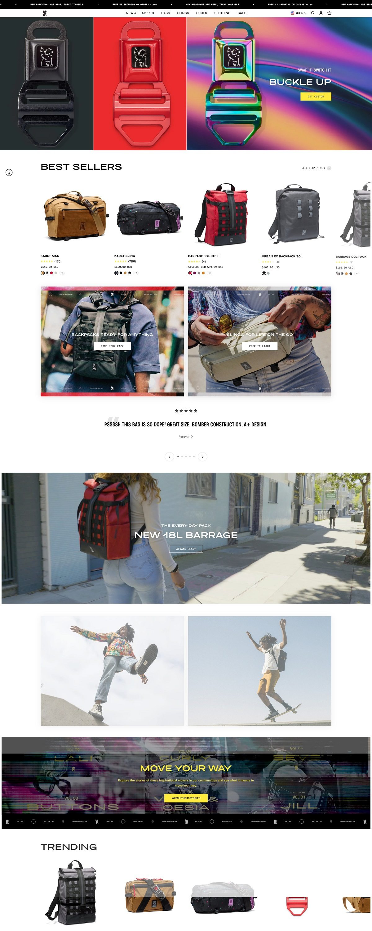 eCommerce website: Chrome Industries