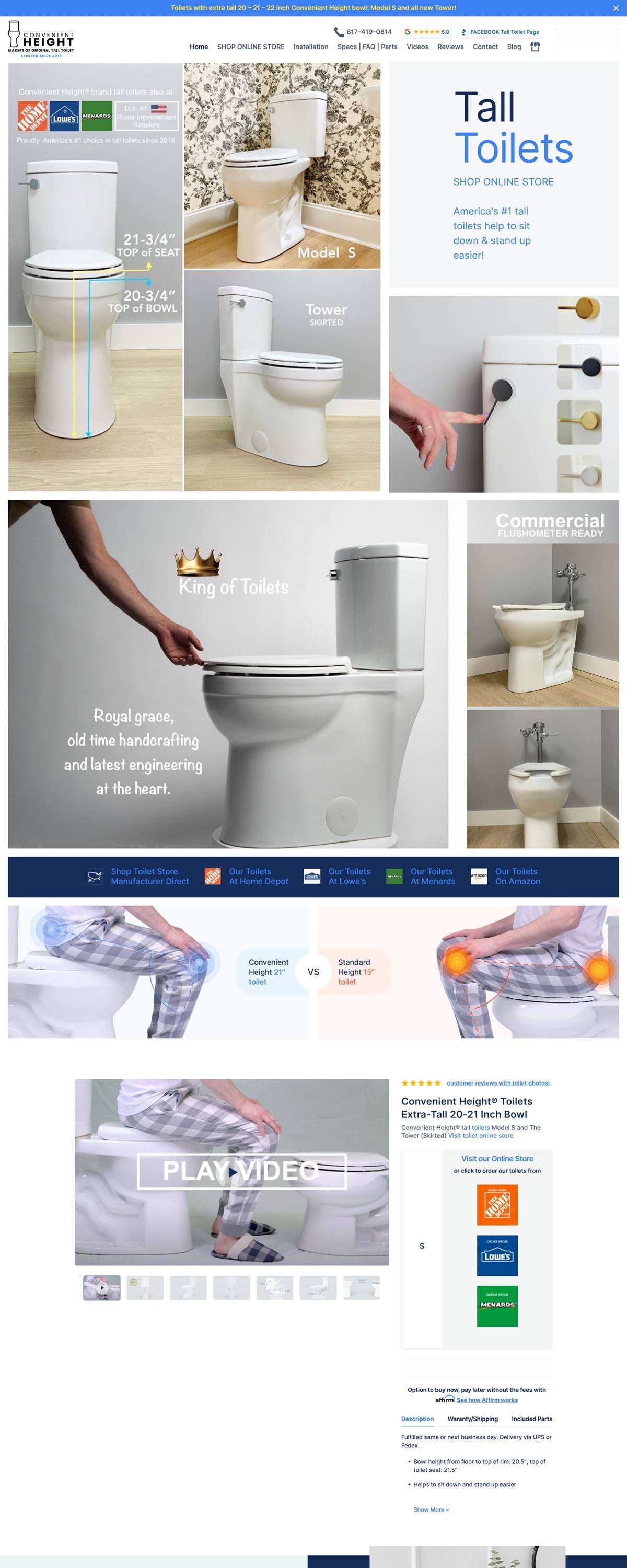 eCommerce website: Convenient Height