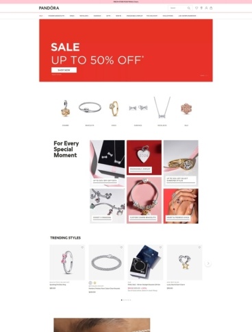 eCommerce website: Pandora