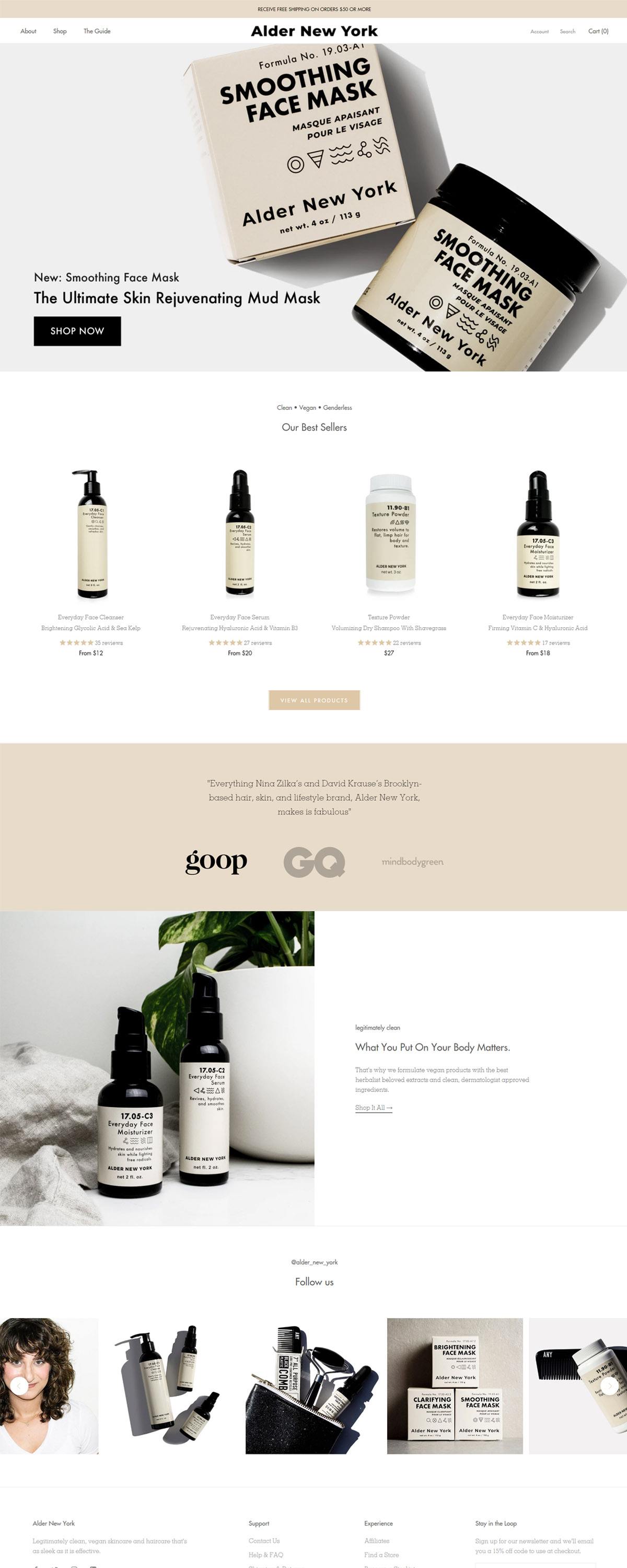 eCommerce website: Alder New York