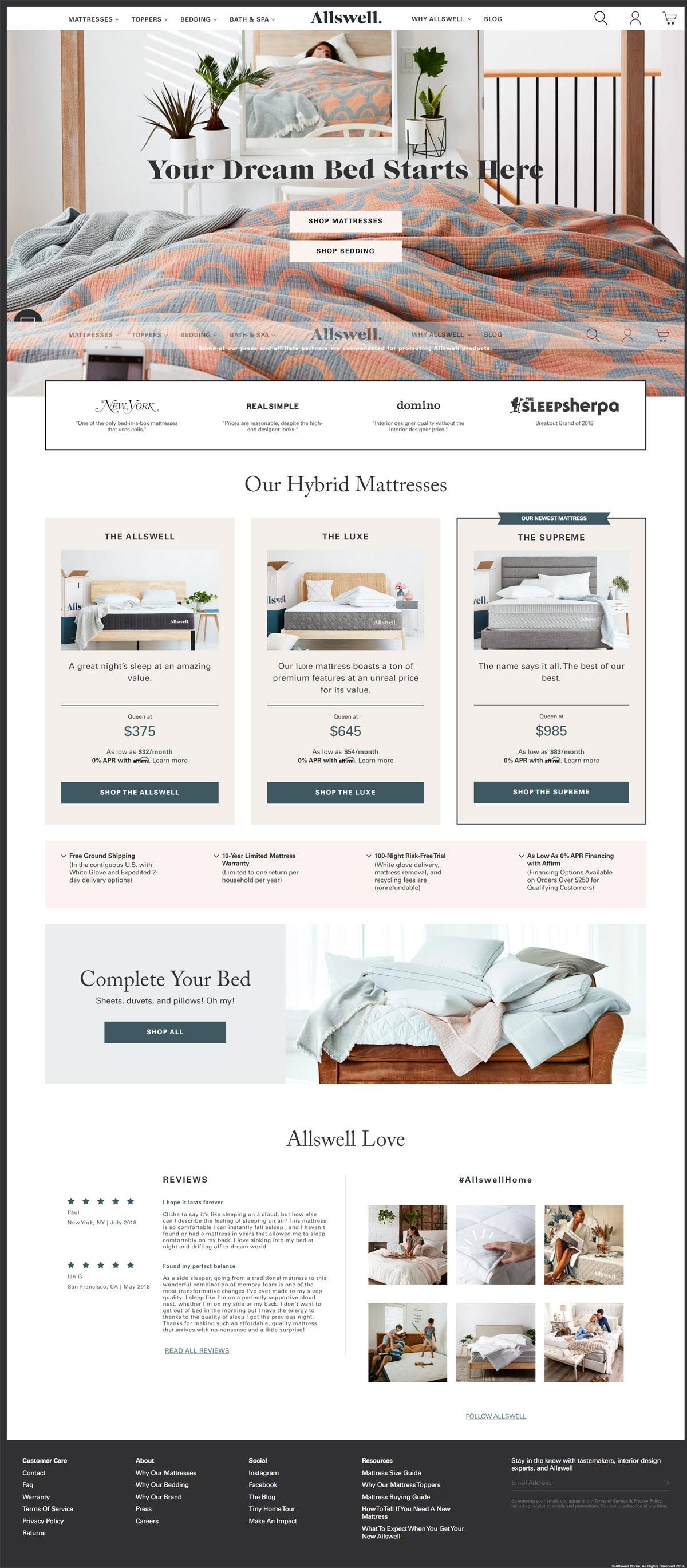 eCommerce website: Allswell